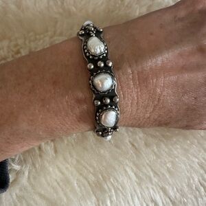 Silver Pearl Embellished Bracelet